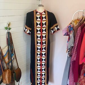 Vintage Thai-made Maxi Dress with Patchwork Appliqués, 1970s